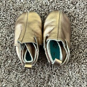 Gold Zutanos - early walker shoes- size 12 months